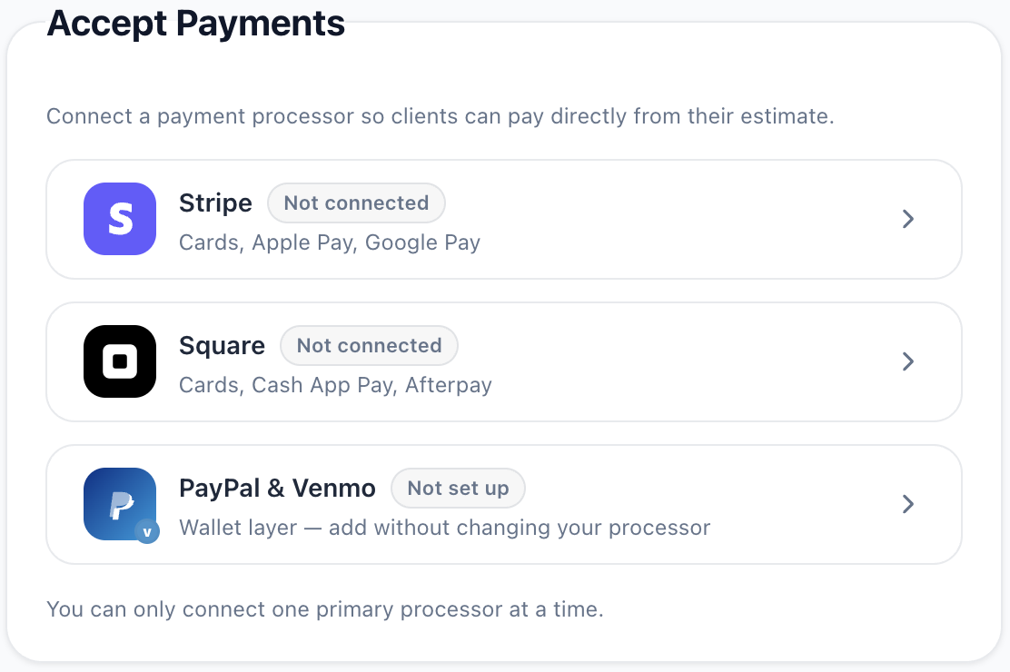 Customer-facing payment page showing branded invoice with Pay Now button